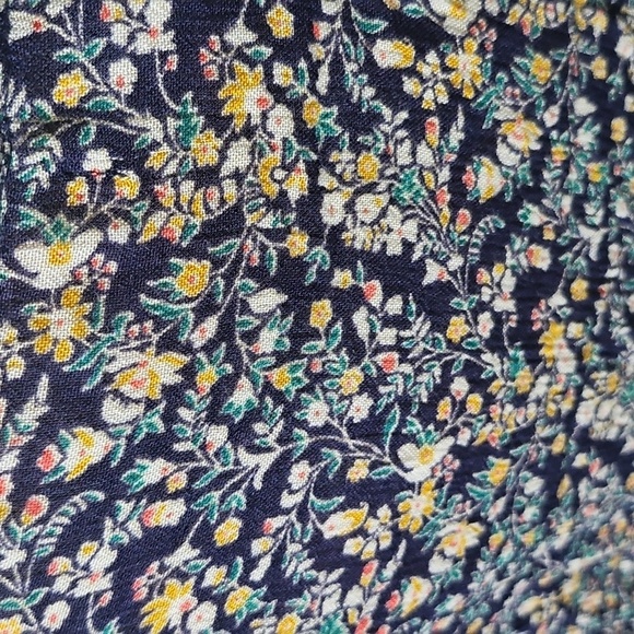 Maurices Navy Blue Floral Print Tie Neck Blouse - Picture 3 of 12